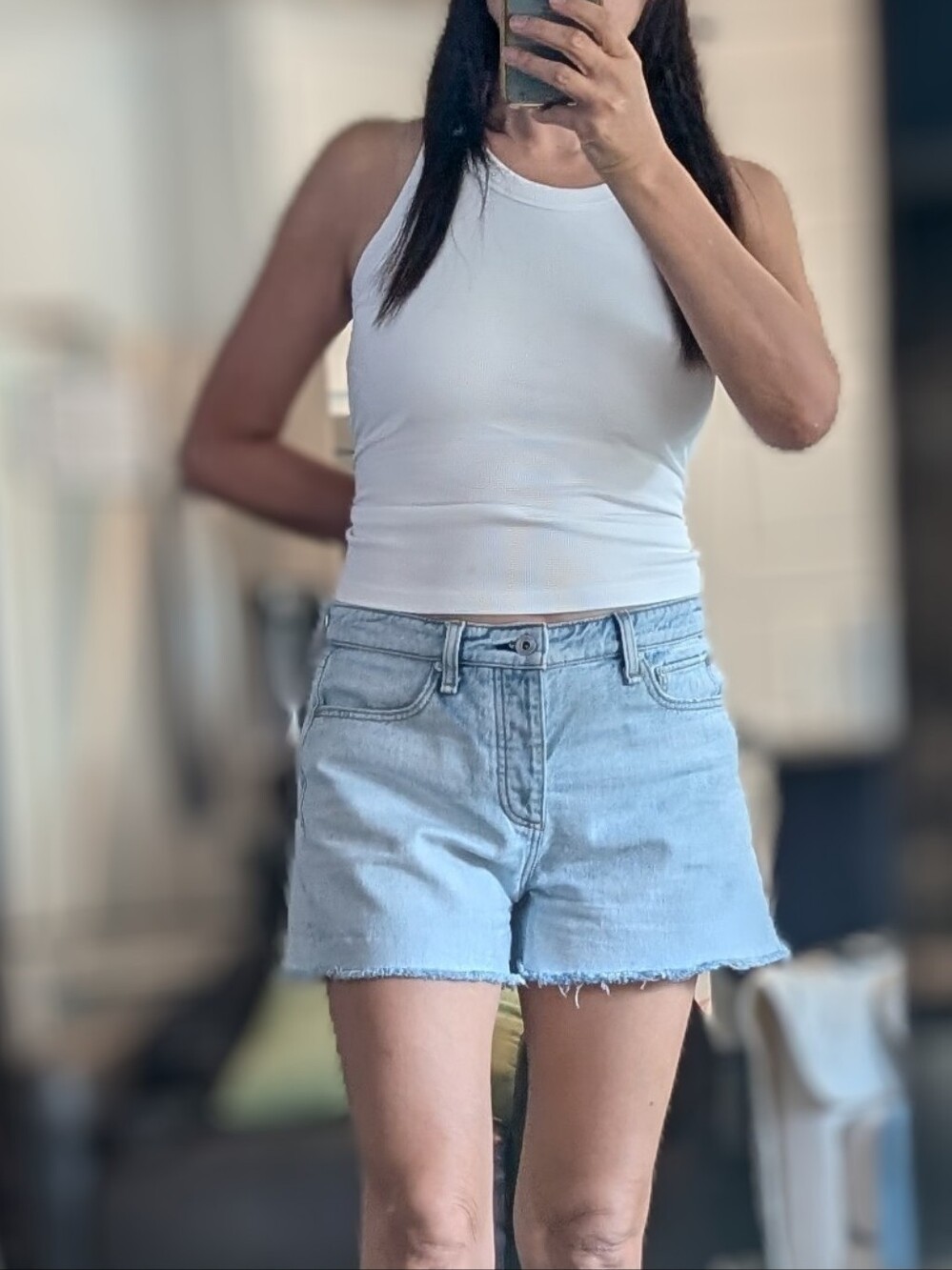rag & bone Light Blue Frayed Edge Denim Shorts - Picture 1 of 4